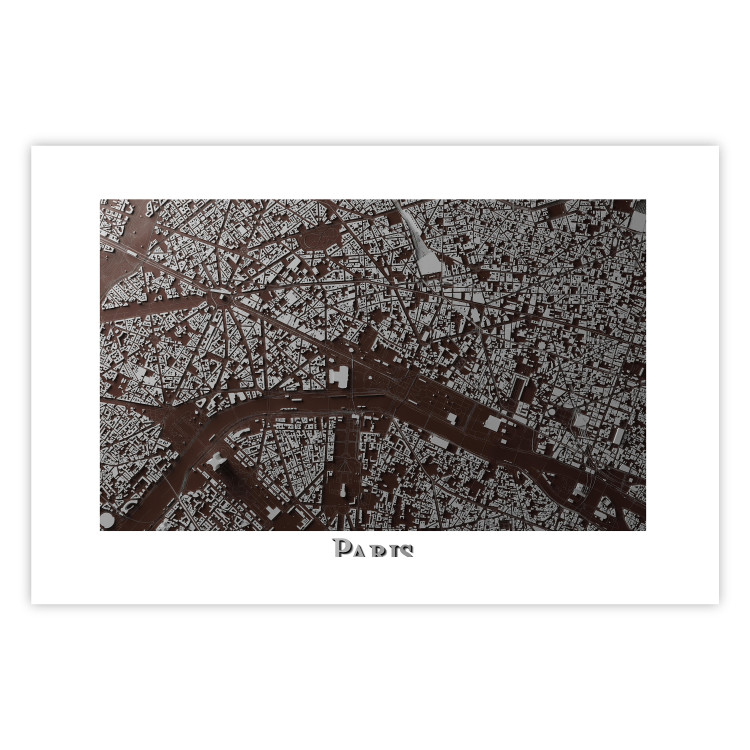 Poster Brown Map of Paris - city map and English text on a white background 130758 additionalImage 19