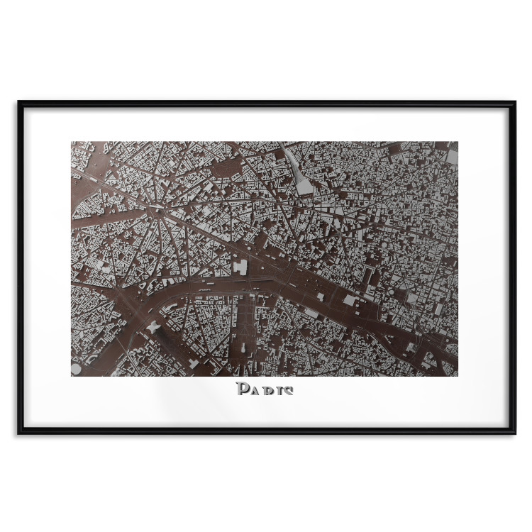 Poster Brown Map of Paris - city map and English text on a white background 130758 additionalImage 16