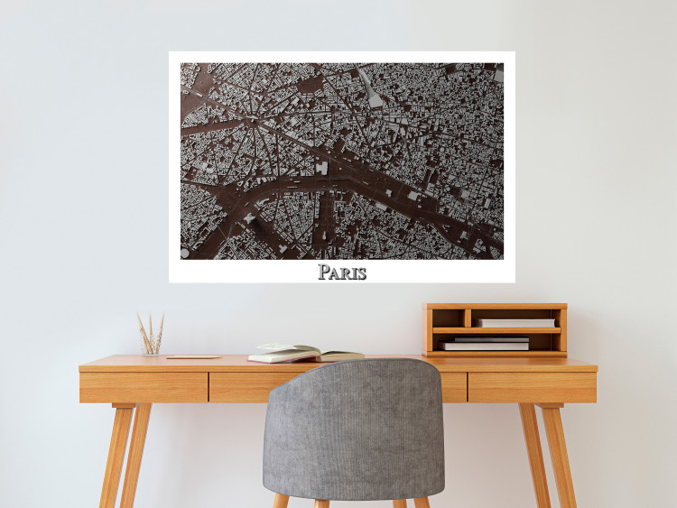 Poster Brown Map of Paris - city map and English text on a white background 130758 additionalImage 2
