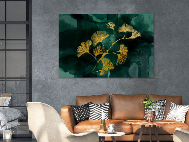 Canvas Print Golden Ginkgo (1-piece) Wide - landscape of plant in glamour style 134458 additionalImage 3