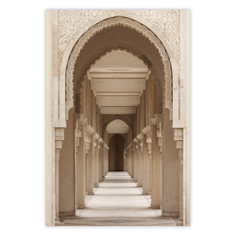Poster Oriental Arches - bright corridor architecture amidst columns in Morocco 134758