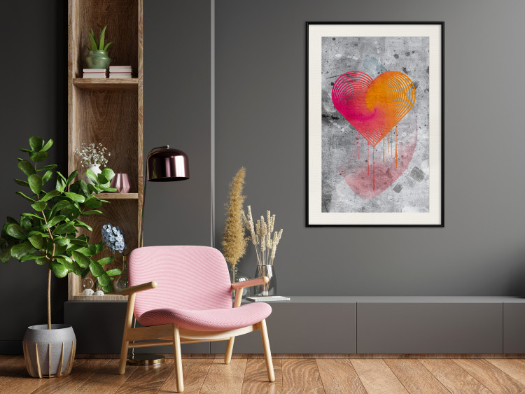 Poster Sincere Confession - abstract colorful heart on a gray texture background 135358 additionalImage 25