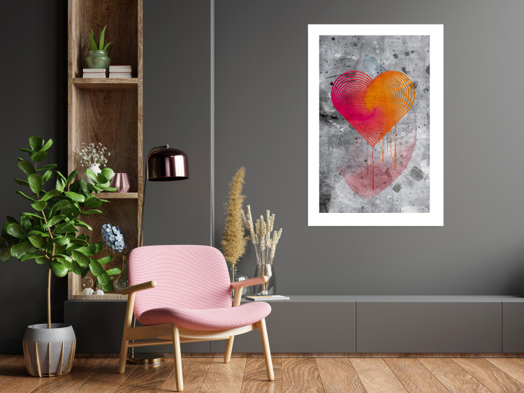 Poster Sincere Confession - abstract colorful heart on a gray texture background 135358 additionalImage 23