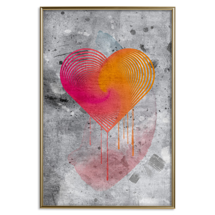 Poster Sincere Confession - abstract colorful heart on a gray texture background 135358 additionalImage 9