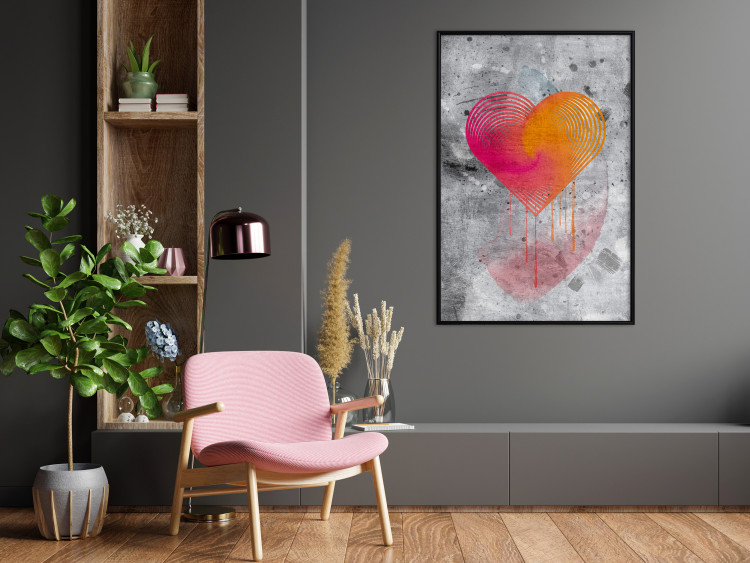 Poster Sincere Confession - abstract colorful heart on a gray texture background 135358 additionalImage 15
