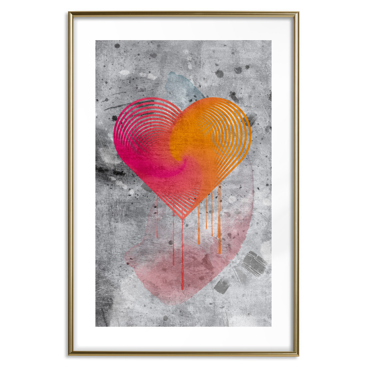 Poster Sincere Confession - abstract colorful heart on a gray texture background 135358 additionalImage 16