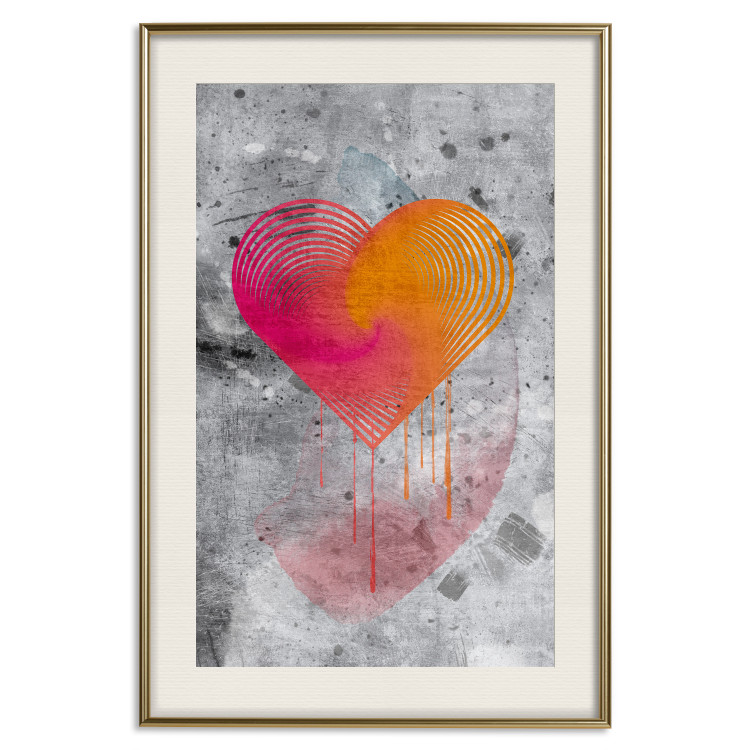 Poster Sincere Confession - abstract colorful heart on a gray texture background 135358 additionalImage 18