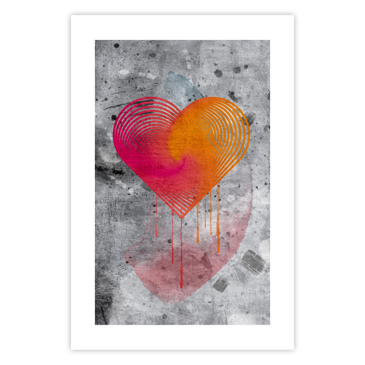 Poster Sincere Confession - abstract colorful heart on a gray texture background 135358 additionalImage 11
