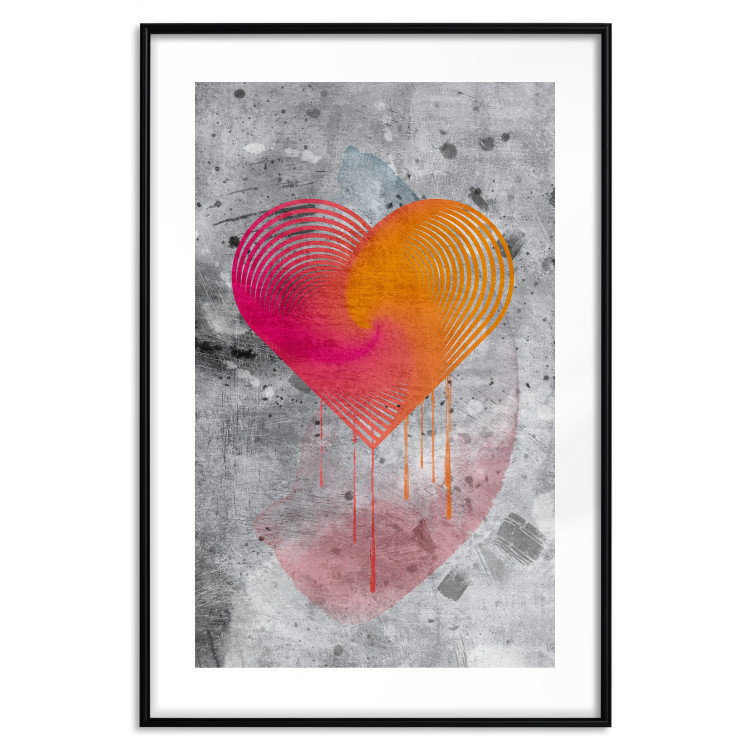 Poster Sincere Confession - abstract colorful heart on a gray texture background 135358 additionalImage 14