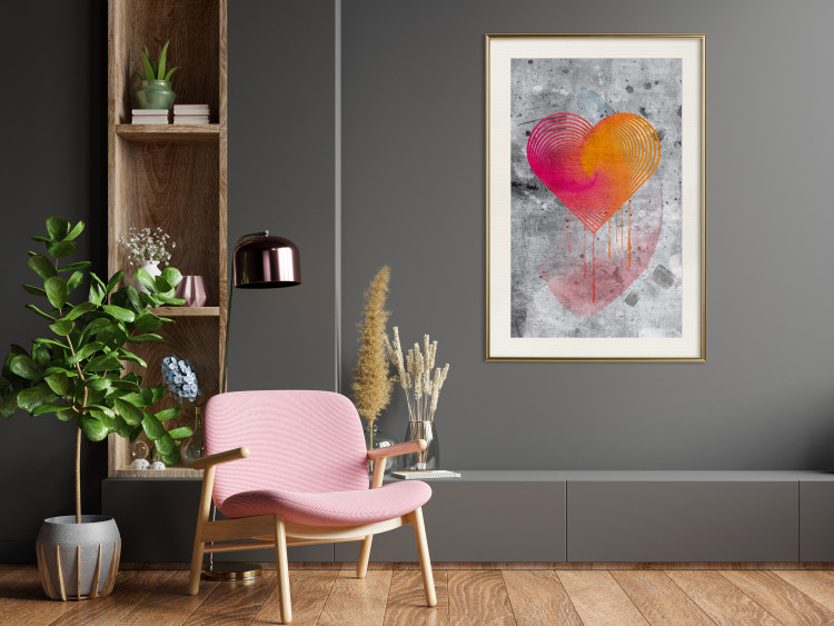 Poster Sincere Confession - abstract colorful heart on a gray texture background 135358 additionalImage 26