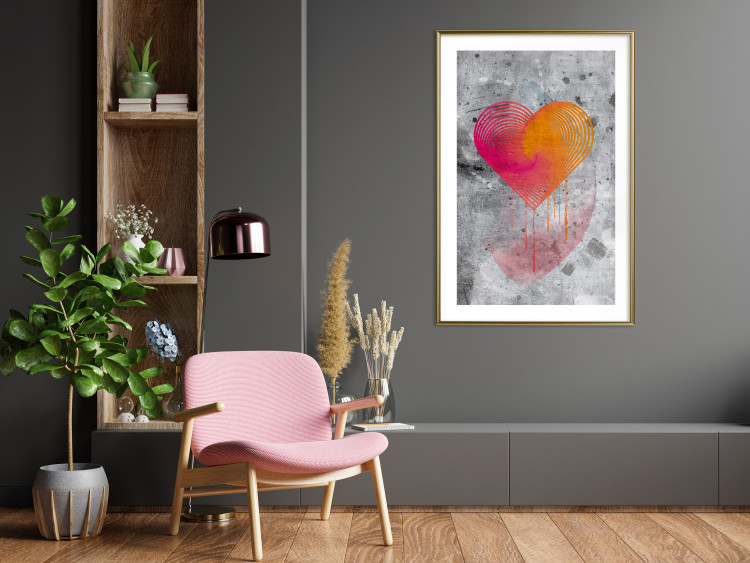 Poster Sincere Confession - abstract colorful heart on a gray texture background 135358 additionalImage 24