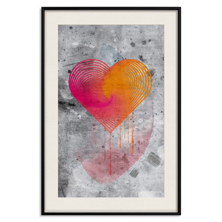 Poster Sincere Confession - abstract colorful heart on a gray texture background 135358 additionalImage 17