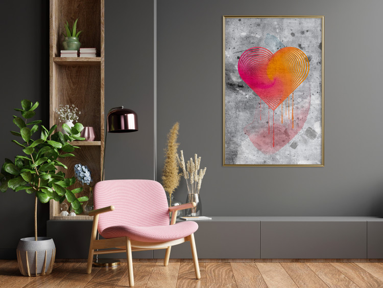 Poster Sincere Confession - abstract colorful heart on a gray texture background 135358 additionalImage 21