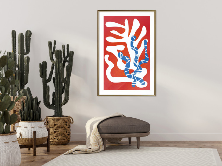 Wall Poster Dancing Cacti - abstract composition of plants on a red background 135658 additionalImage 14