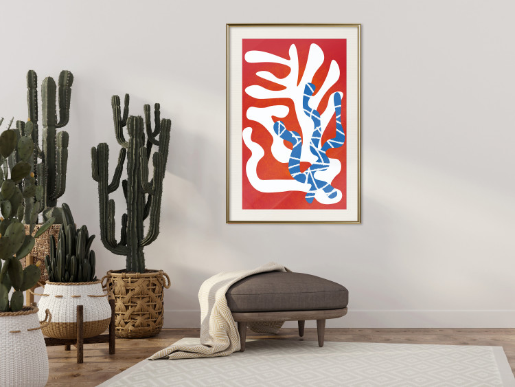 Wall Poster Dancing Cacti - abstract composition of plants on a red background 135658 additionalImage 10