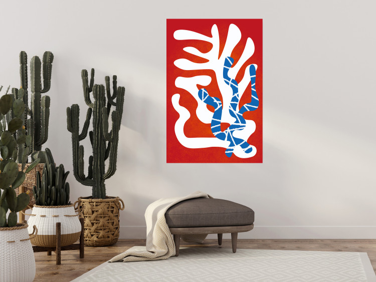 Wall Poster Dancing Cacti - abstract composition of plants on a red background 135658 additionalImage 21