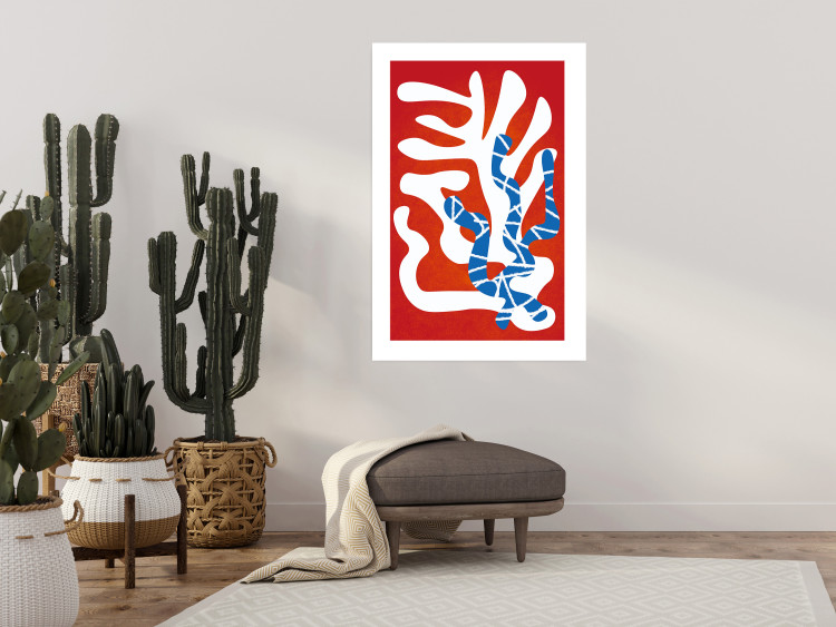 Wall Poster Dancing Cacti - abstract composition of plants on a red background 135658 additionalImage 17