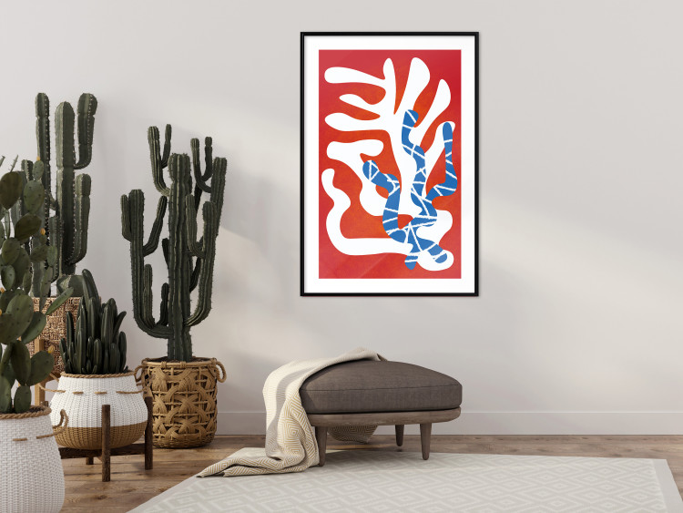 Wall Poster Dancing Cacti - abstract composition of plants on a red background 135658 additionalImage 16