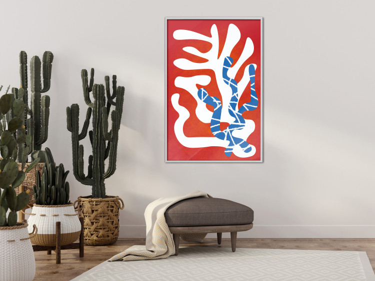 Wall Poster Dancing Cacti - abstract composition of plants on a red background 135658 additionalImage 12