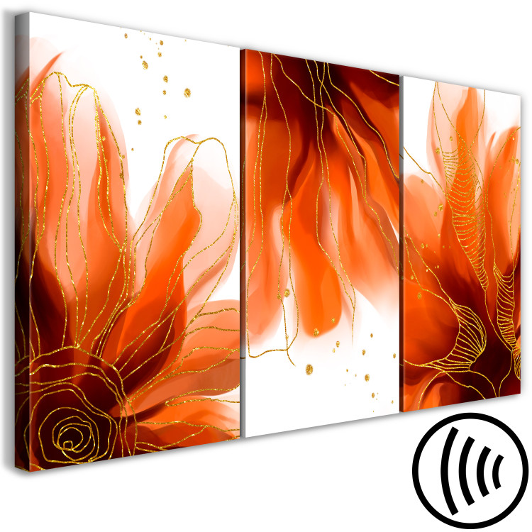 Canvas Art Print Three Fiery Flowers (3-piece) - abstraction with floral motif 143058 additionalImage 6