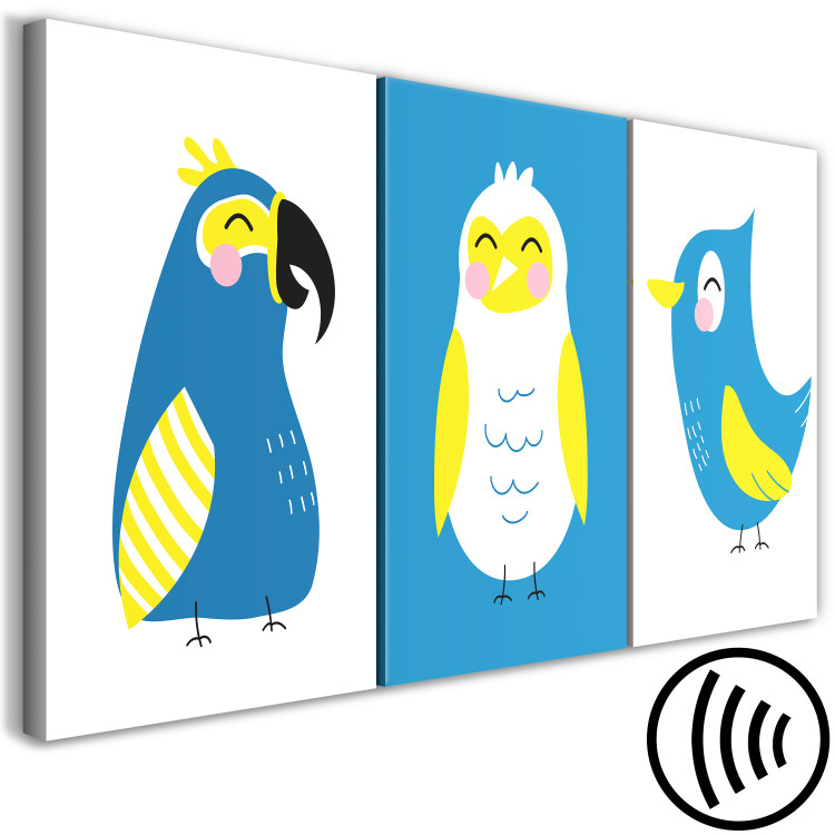Canvas Print Bird Trio (3-piece) - colorful bird composition for children 143458 additionalImage 6