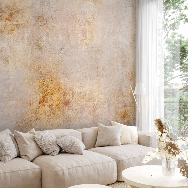 Wall Mural Elegant abstraction - concrete textured background with gold ornaments 143758