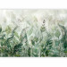 Wall Mural Watercolour meadow - green leaf motif on a grey background 143858 additionalThumb 1