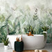 Wall Mural Watercolour meadow - green leaf motif on a grey background 143858 additionalThumb 8