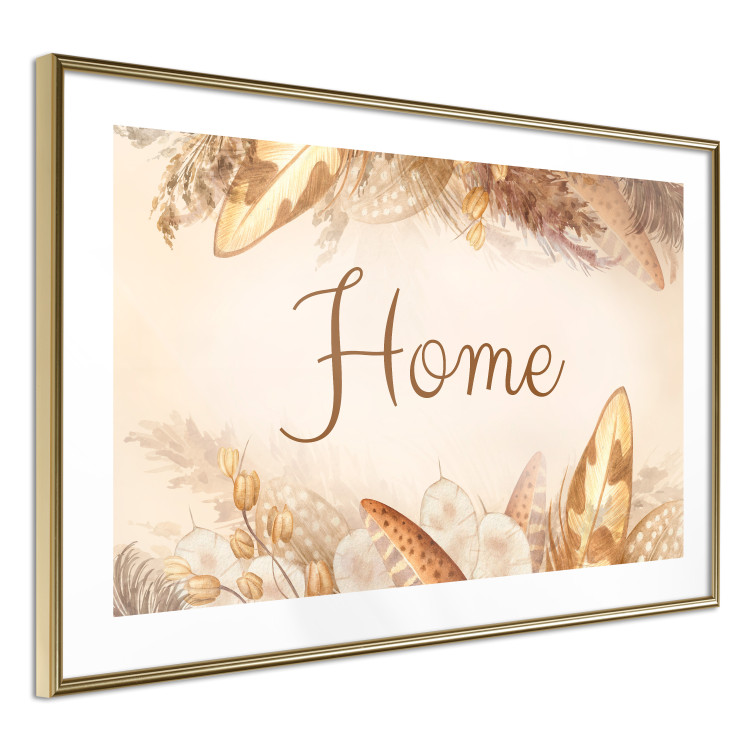 Wall Poster Home - Inscription Among Dried Plants and Feathers in Warm Boho Shades 144758 additionalImage 8