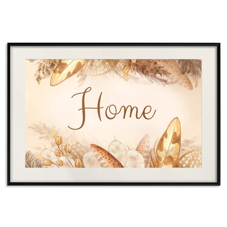 Wall Poster Home - Inscription Among Dried Plants and Feathers in Warm Boho Shades 144758 additionalImage 26