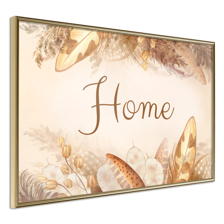 Wall Poster Home - Inscription Among Dried Plants and Feathers in Warm Boho Shades 144758 additionalImage 4