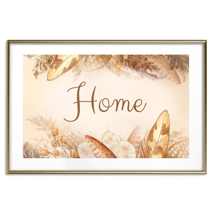 Wall Poster Home - Inscription Among Dried Plants and Feathers in Warm Boho Shades 144758 additionalImage 27