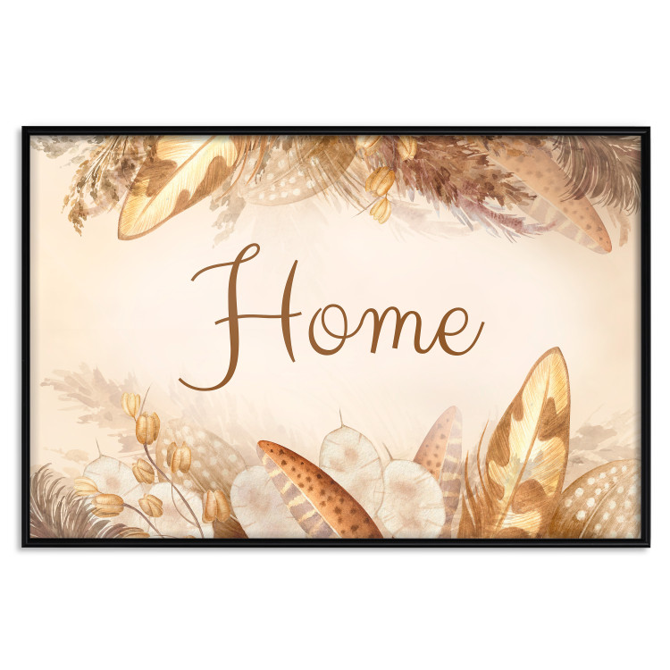 Wall Poster Home - Inscription Among Dried Plants and Feathers in Warm Boho Shades 144758 additionalImage 21