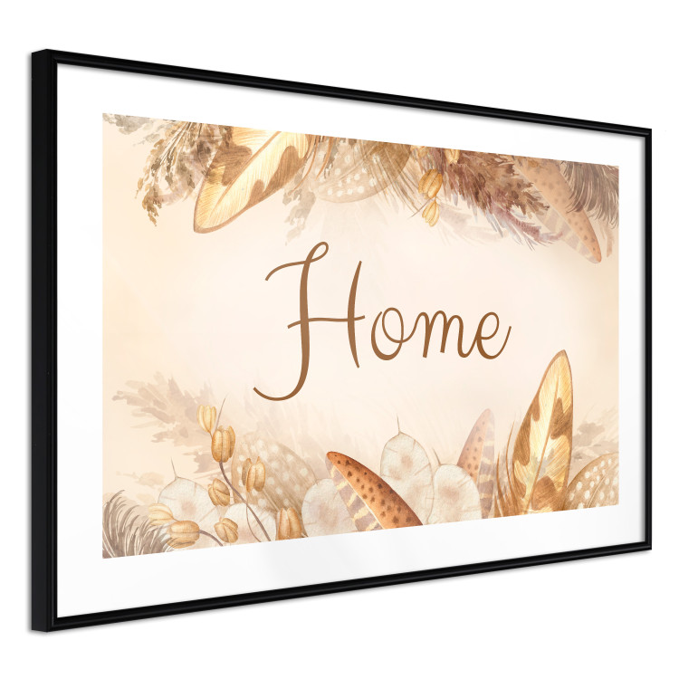 Wall Poster Home - Inscription Among Dried Plants and Feathers in Warm Boho Shades 144758 additionalImage 9