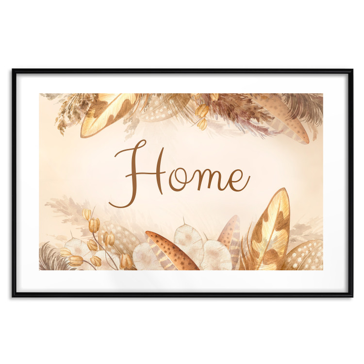 Wall Poster Home - Inscription Among Dried Plants and Feathers in Warm Boho Shades 144758 additionalImage 25