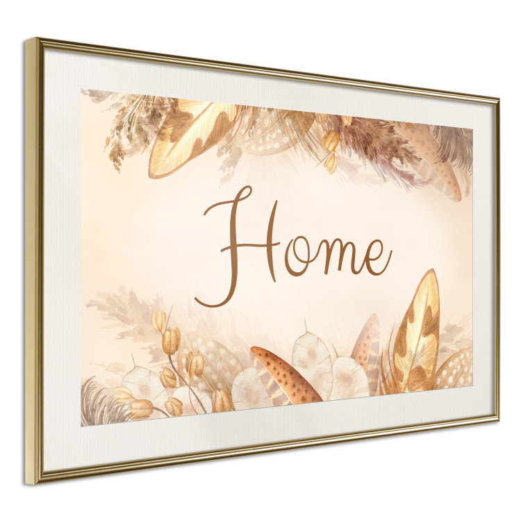 Wall Poster Home - Inscription Among Dried Plants and Feathers in Warm Boho Shades 144758 additionalImage 7