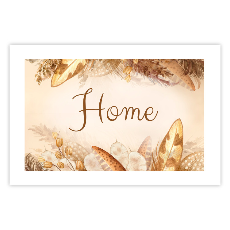 Wall Poster Home - Inscription Among Dried Plants and Feathers in Warm Boho Shades 144758 additionalImage 20