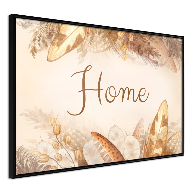 Wall Poster Home - Inscription Among Dried Plants and Feathers in Warm Boho Shades 144758 additionalImage 3