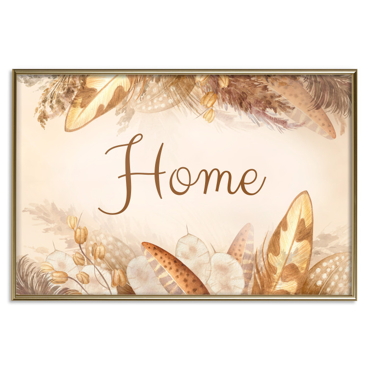 Wall Poster Home - Inscription Among Dried Plants and Feathers in Warm Boho Shades 144758 additionalImage 23