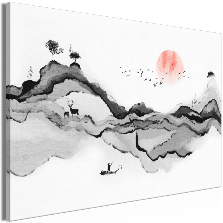 Canvas Print Watercolor Mountains (1-piece) - beautiful natural landscape in Japanese style 145358 additionalImage 2