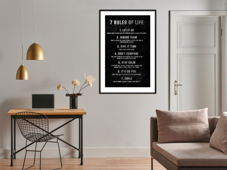 Wall Poster Life Rules - Motivating Inscription on a Black Background 148558 additionalImage 15