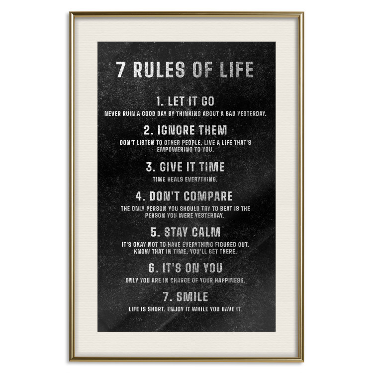 Wall Poster Life Rules - Motivating Inscription on a Black Background 148558 additionalImage 25