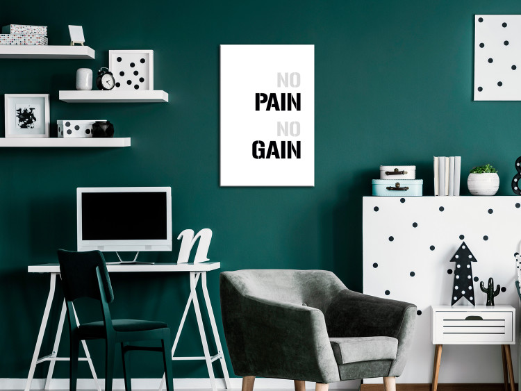 Canvas No Pain No Gain (1-piece) - black and white composition with a slogan 149258 additionalImage 3