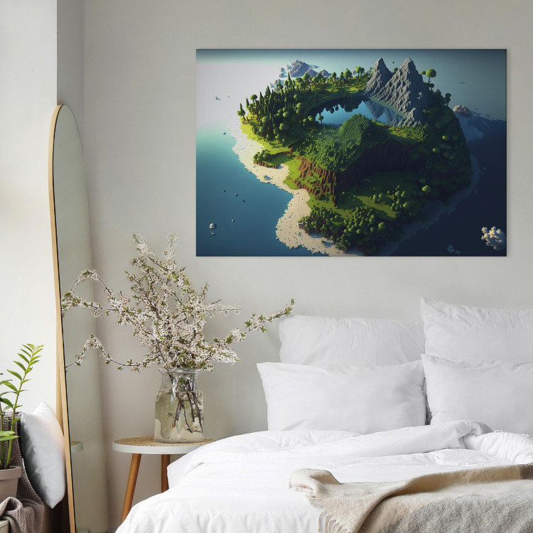 Canvas Art Print Paradise at Sea - An Island Inspired by the Style of Computer Games 150658 additionalImage 11