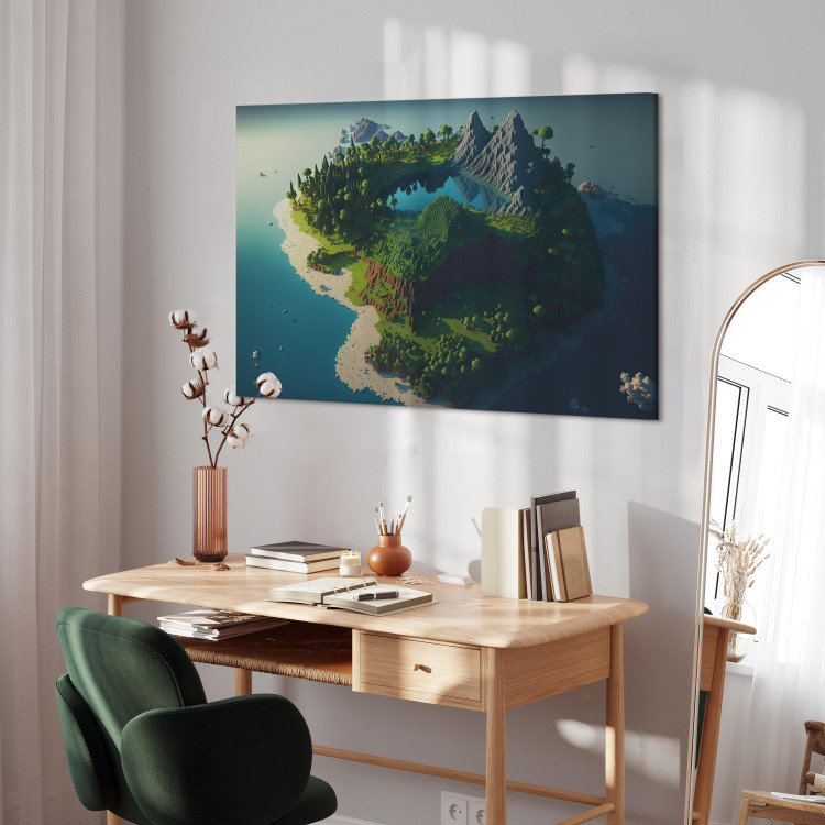 Canvas Art Print Paradise at Sea - An Island Inspired by the Style of Computer Games 150658 additionalImage 10