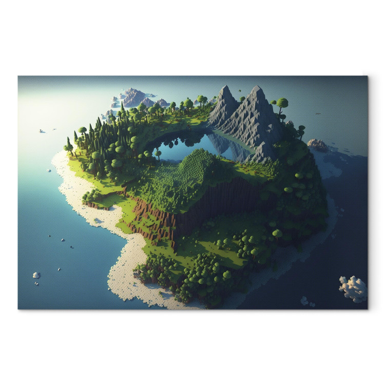Canvas Art Print Paradise at Sea - An Island Inspired by the Style of Computer Games 150658 additionalImage 7