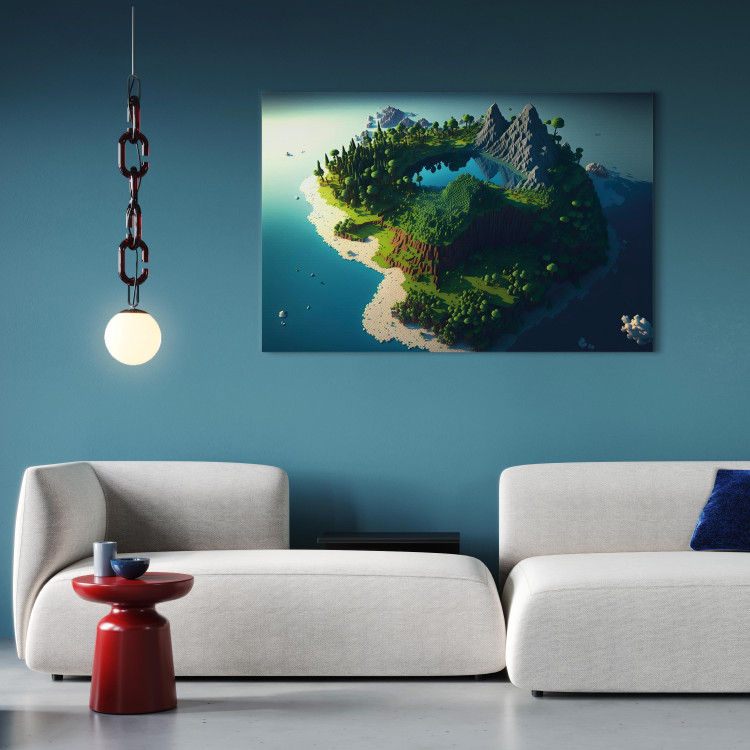 Canvas Art Print Paradise at Sea - An Island Inspired by the Style of Computer Games 150658 additionalImage 3