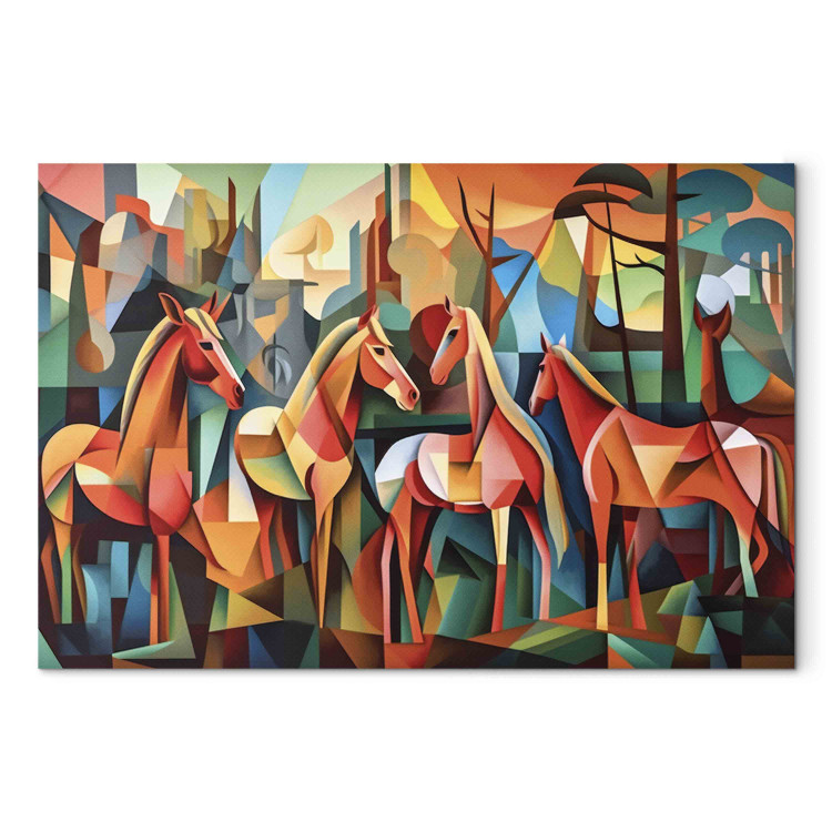 Canvas Cubist Horses - A Geometric Composition Inspired by Picasso’s Style 151058