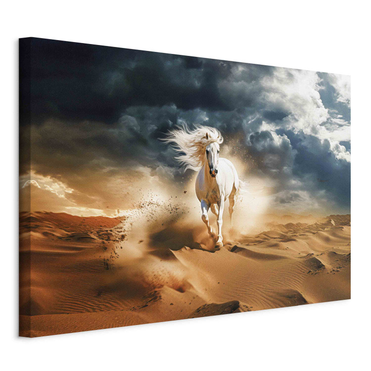Large canvas print White Horse - A Wild Animal Galloping Through the Arabian Desert [Large Format] 151558 additionalImage 3