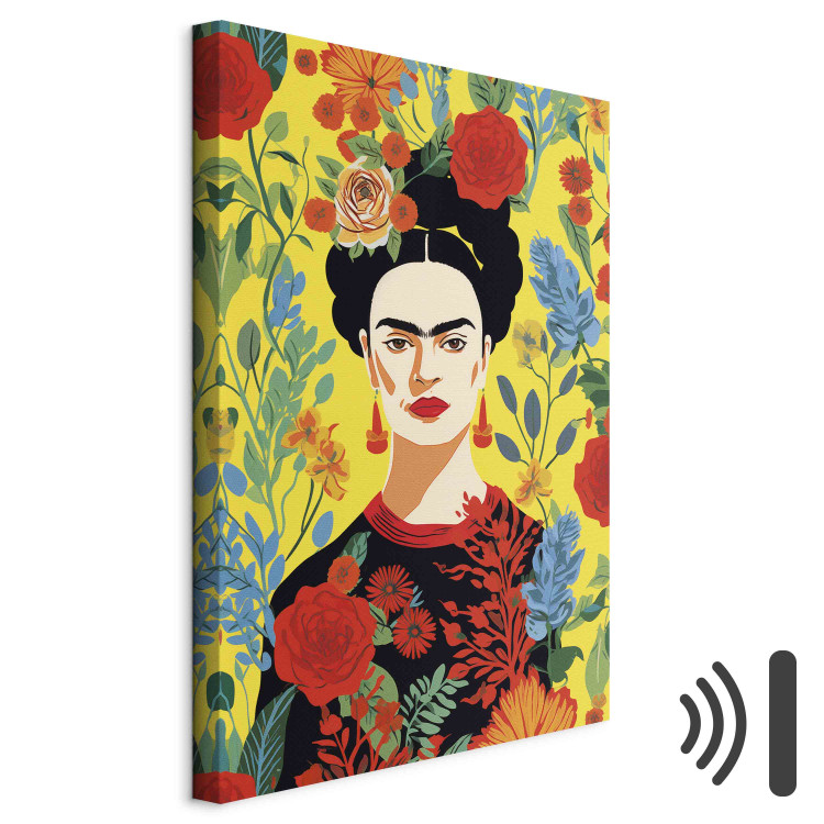Canvas Art Print Frida Kahlo - Portrait of the Artist on a Yellow Floral Background 152258 additionalImage 8